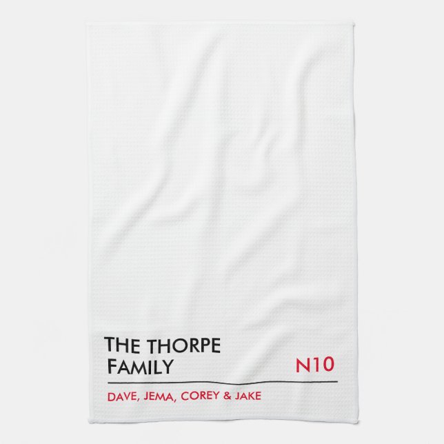 Serviette de thé personnalisée de famille (Vertical)