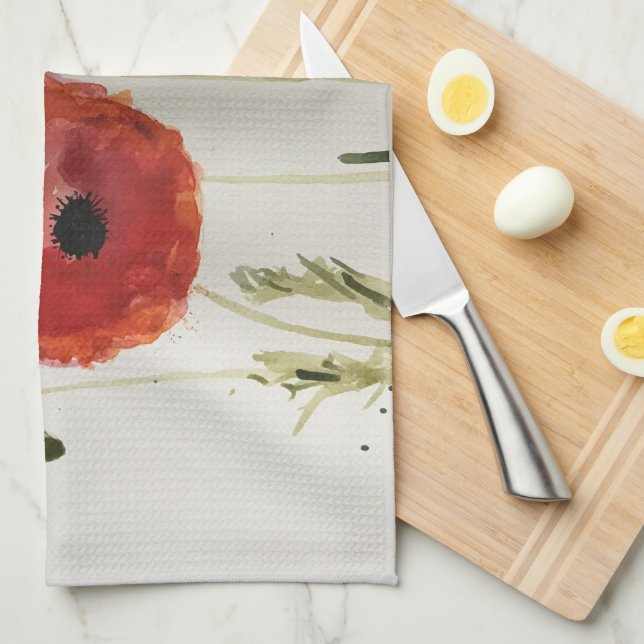 Serviette de thé Red Poppies (Quart Plié)