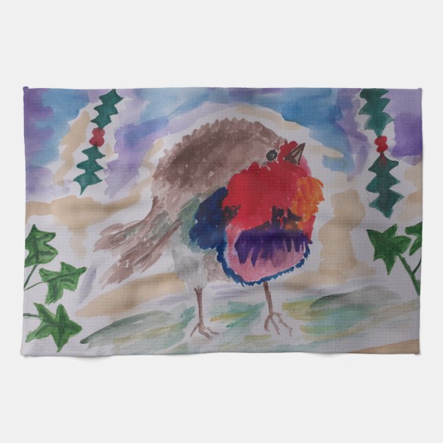 Serviette de thé Robin Noël (Horizontal)