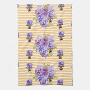 Serviette de thé Shabby Chic Jaune Pansy Floral