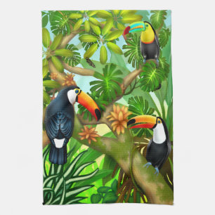 Serviette de thé tropicale de cuisine de jungle de