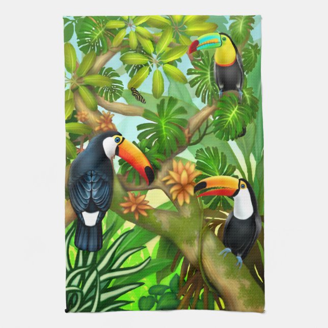 Serviette de thé tropicale de cuisine de jungle de (Vertical)