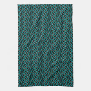 Serviette de thé Turquoise foncé et Motif noir