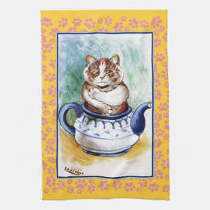 Serviette de thé vintage de patte de chat de