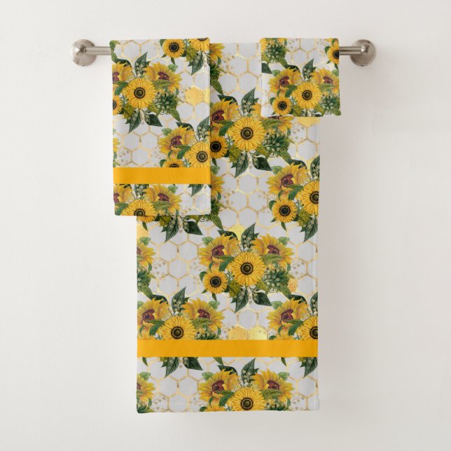 Serviette de tournesol Jaune Salle de bain (En situation)