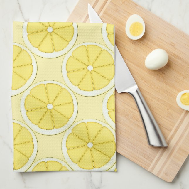 Serviette design de cuisine citron (Quart Plié)
