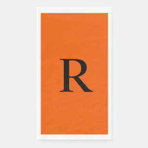Serviette d'hôte en papier monogramme orange et no