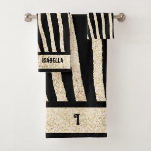 Serviette d'impression Zebra noir et or
