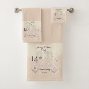 Serviette du 14ème anniversaire d'ivoire