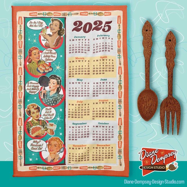 Serviette du calendrier rétro de la ménagère du mi (Créateur téléchargé)