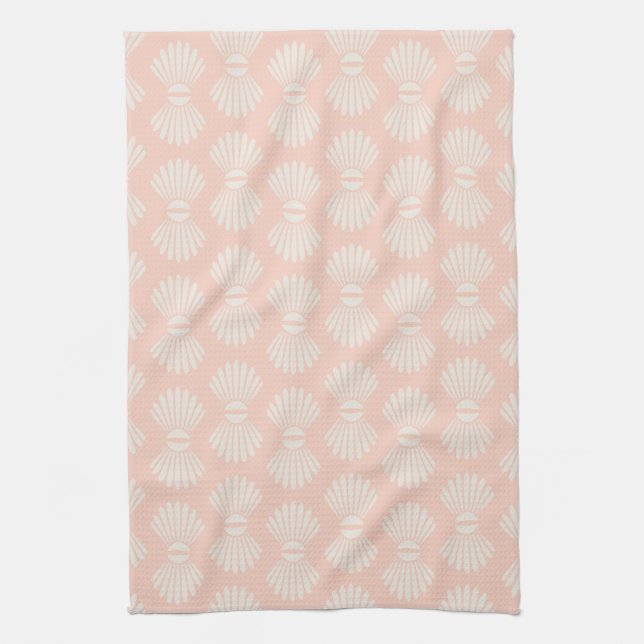 Serviette en coquillages de Pêche et de Crème (Vertical)