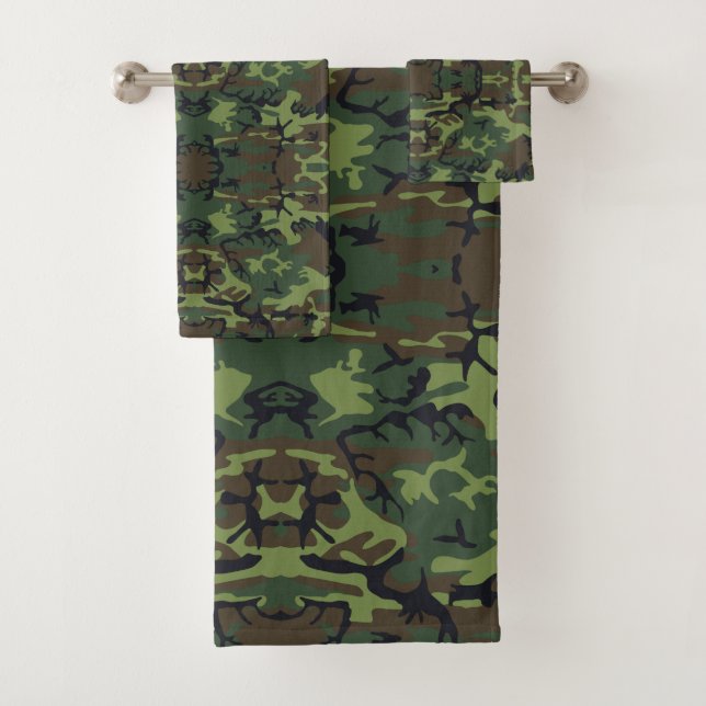 serviette en lots camouflage vert bath towel set (Insitu)