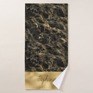 Serviette en marbre noir et or
