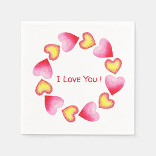 Serviette En Papier С te romantique Je t'aime Saint Valentin