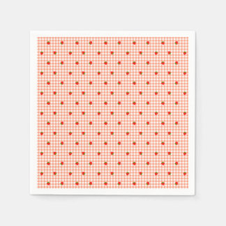 SERVIETTE EN PAPIER いちご チェック オレンジ
