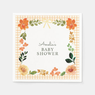 Serviette En Papier 012 Copper Floral Gingham Baby Shower