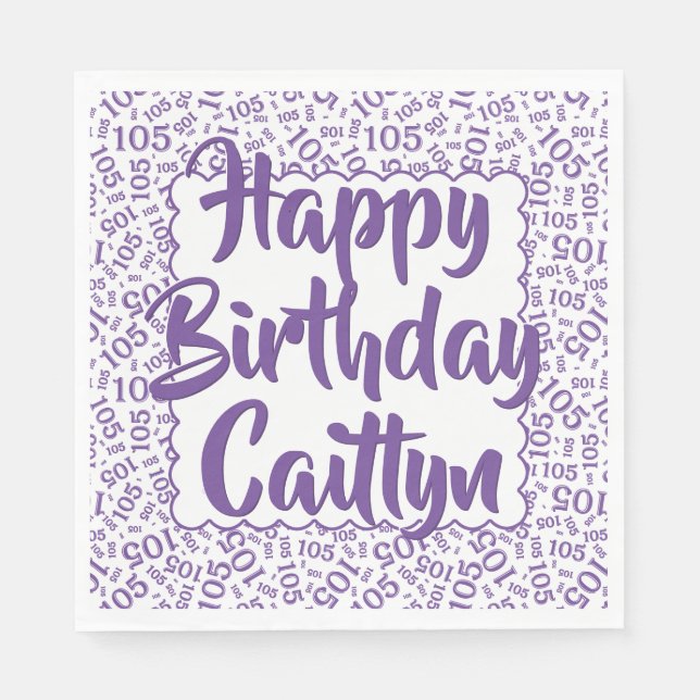 Serviette En Papier 05 Numéro d'anniversaire Motif pétoncles violet/bl (Devant)