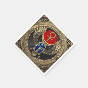 Serviette En Papier [100] Scarab en or sacré égyptien ailé avec Ankh