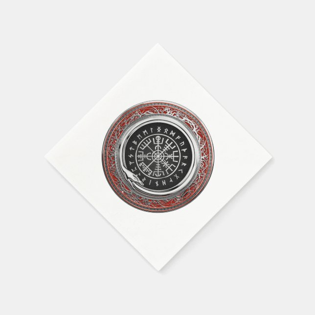 Serviette En Papier [100] Vegvisir - Viking Silver Magic Runic Compass (Coin)