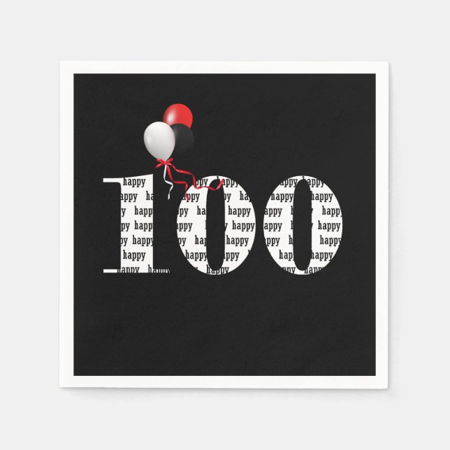 Serviette En Papier 100e anniversaire ballons de fête (Devant)