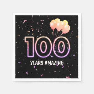 Serviette En Papier 100e anniversaire Balloons et Confetti