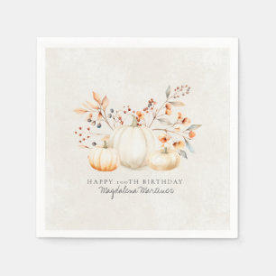 Serviette En Papier 100e anniversaire Citrouille blanc Leaves d'automn