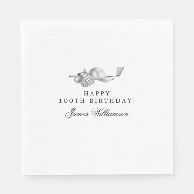 Serviette En Papier 100e Anniversaire Golf Thème modifiable (Devant)