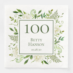 Serviette En Papier 100e anniversaire Hydrangeas blancs