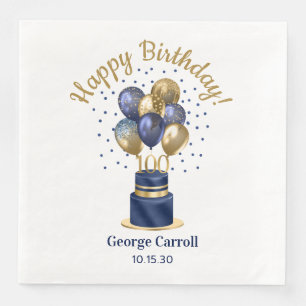 Serviette En Papier 100e anniversaire Marine Blue Balloon Cake