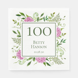 Serviette En Papier 100e anniversaire Pink Hydrangeas