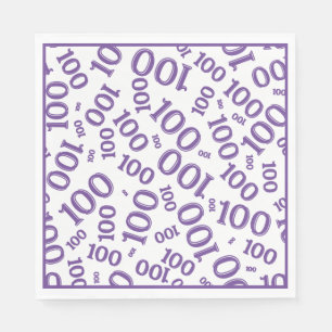 Serviette En Papier 100e anniversaire Purple Random Numéro Motif