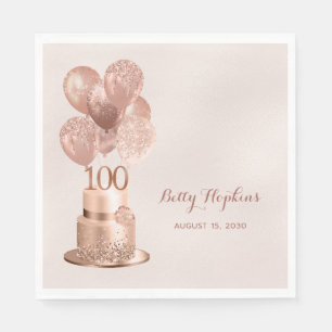 Serviette En Papier 100e anniversaire Rose Gold Cake