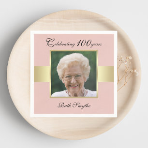 Serviette En Papier 100e anniversaire Rose Gold Photo Napkins