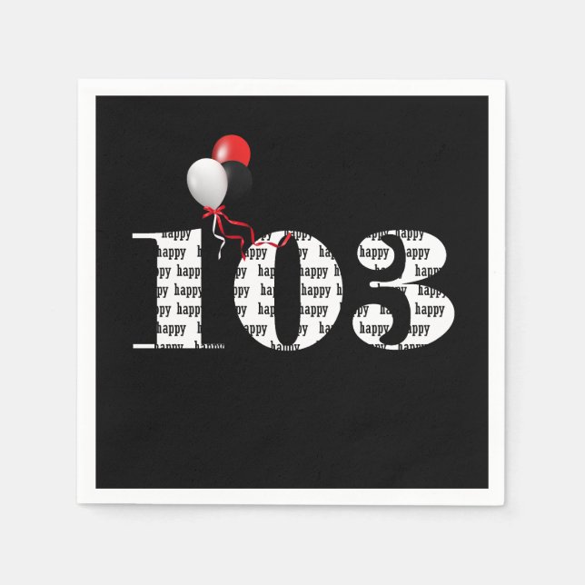 Serviette En Papier 103e anniversaire ballons (Devant)