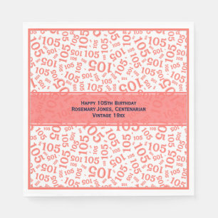 Serviette En Papier 105e anniversaire moderne Numéro Motif Cral/Blanc