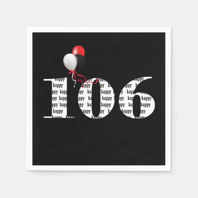 Serviette En Papier 106e anniversaire ballons de fête (Devant)