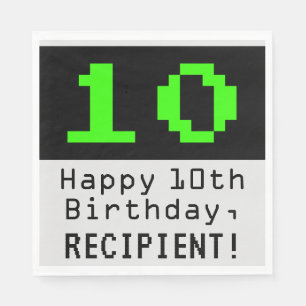 Serviette En Papier 10e anniversaire - Nerdy / Geeky Style "10" & Nom