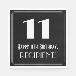 Serviette En Papier 11e anniversaire ~ Art Déco Inspiré Look "11", Nom