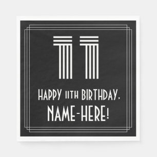 Serviette En Papier 11ème anniversaire : Art Déco Inspiré Look "11" + 