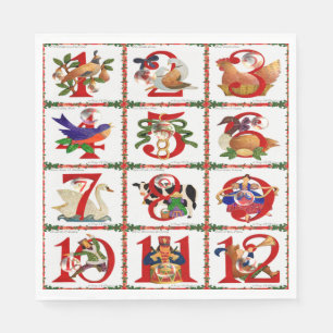 Serviette En Papier 12 Jours De Caillebotte De Noël Imprimer Papier Se