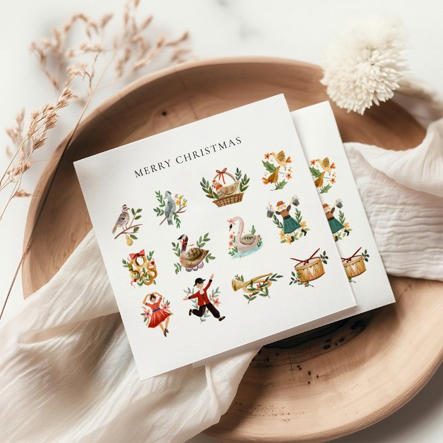 Serviette En Papier 12 Jours de Noël Joyeux Noël Fête de Noël (Créateur téléchargé)