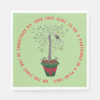 Serviette En Papier 12 jours de perdrix de Noël dans un arbre à poires