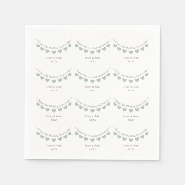 Serviette En Papier 12e anniversaire mariage de soie conception de bun (Devant)