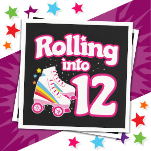 Serviette En Papier 12e anniversaire Roller Patinage 12 ans