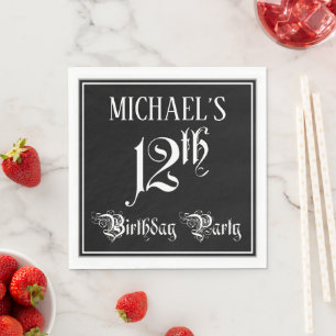 Serviette En Papier 12e Birthday Party — Fancy Script + Custom Nom