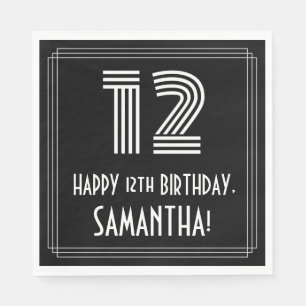 Serviette En Papier 12ème anniversaire : Art Déco Inspiré Look "12" + 