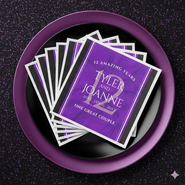 Serviette En Papier 12ème anniversaire de la Mariage de soie (Elegant 12th Silk Wedding Anniversary Napkins Cover Photo)