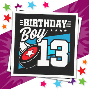 Serviette En Papier 13 ans de la partie de hockey thème 13e anniversai