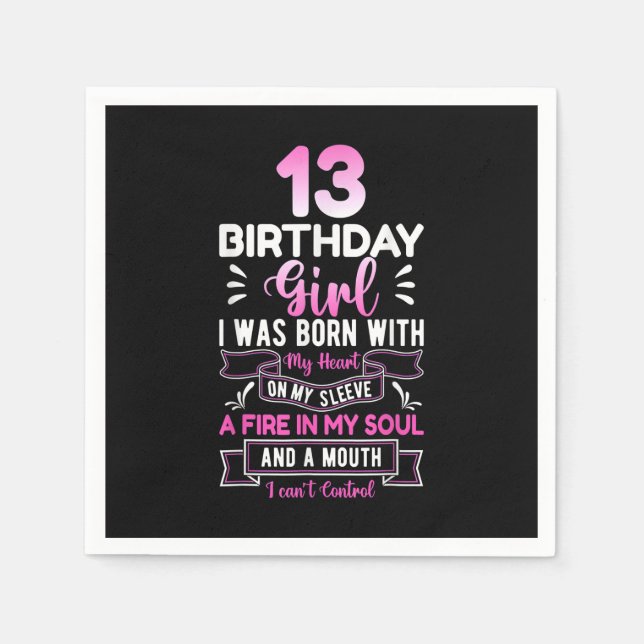 Serviette En Papier 13e anniversaire 13 ans filles amusant adolescent (Devant)