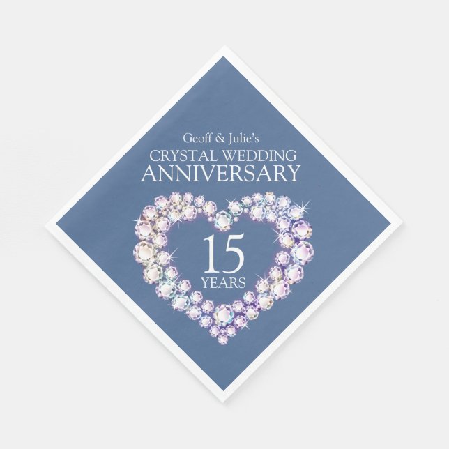 Serviette En Papier 15e anniversaire de Mariage cristal de coeur perso (Coin)